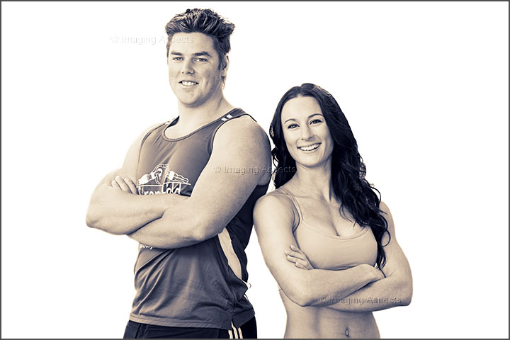 White background profile portrait captured on location for StrongHold Fitness.