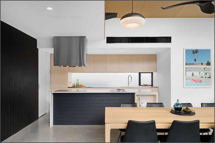 The kitchen / meals area of a residential home in Northcote, Victoria.