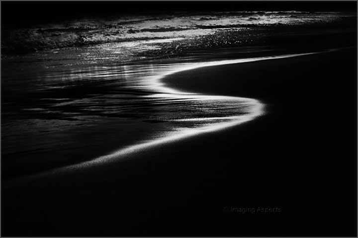 Black & White foreshore abstraction of Squeaky Beach, Wilsons Promontory National Park, Victoria.