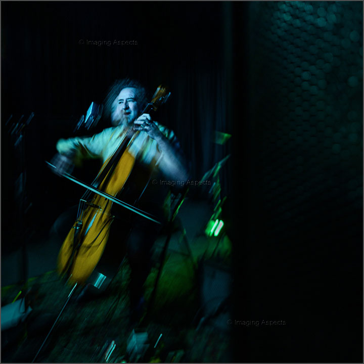 Songwriter, cellist and singer Gareth Skinner peforms at Mr. Boogie Man Bar in Abbotsford, Victoria, Australia.