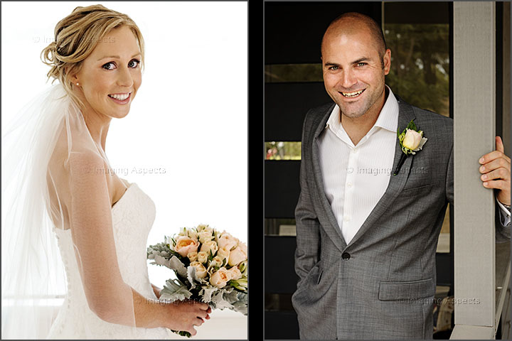 Natural light portraits of the bride and groom during their preparations in Shoreham & Flinders, Victoria.